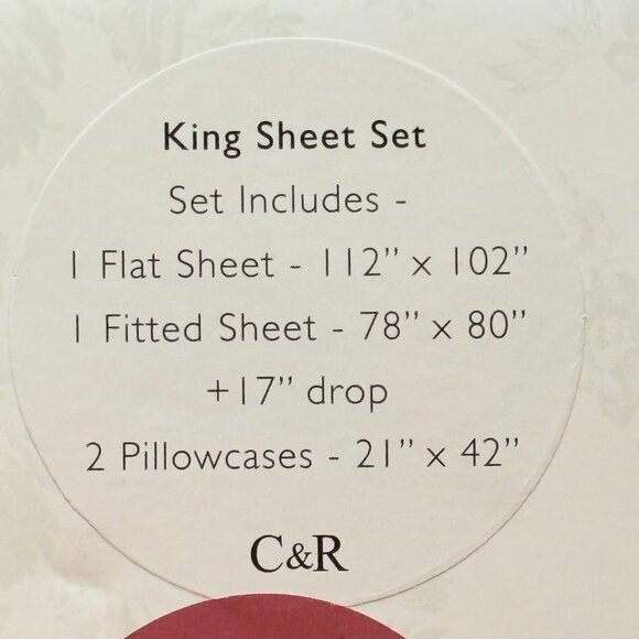 Cabbages & Roses KING Size Sheet Set JULIA SAGE Crisp Cotton Percale - Picture 3 of 6